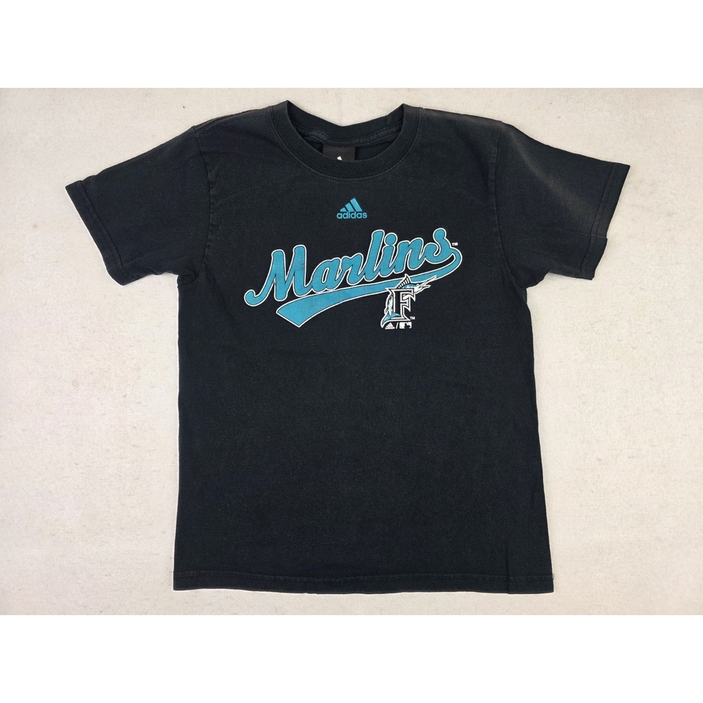 Vintage Adidas MLB Miami Florida Marlins Retro Logo Shirt Boys Youth Sz M 10/12